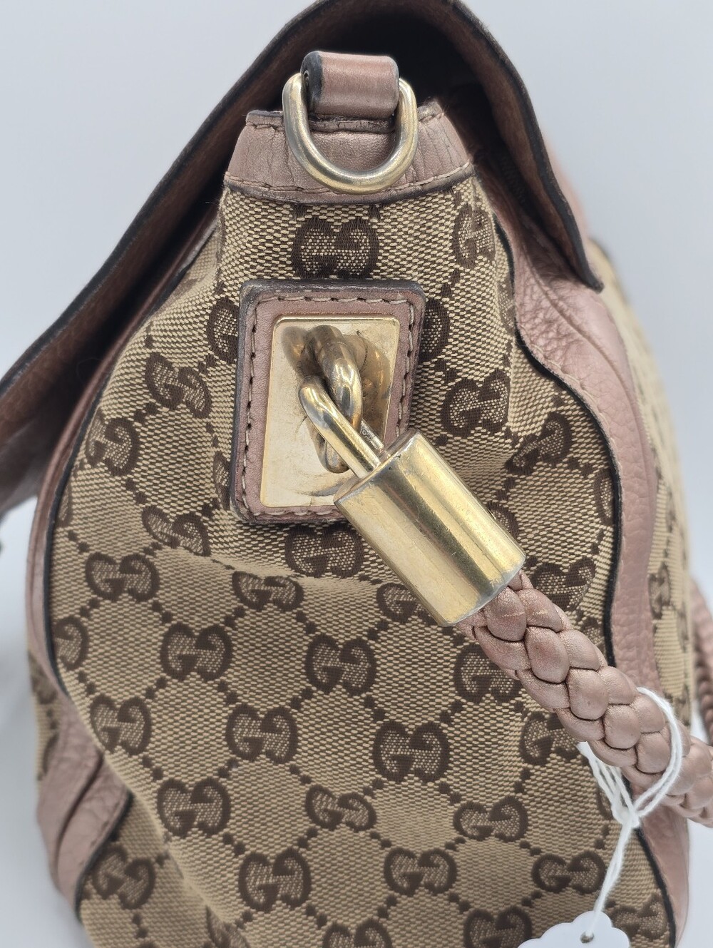 CH28 ❤️ GUCCI Monogram Bella Flap Bag Bamboo - Picture 14 of 16
